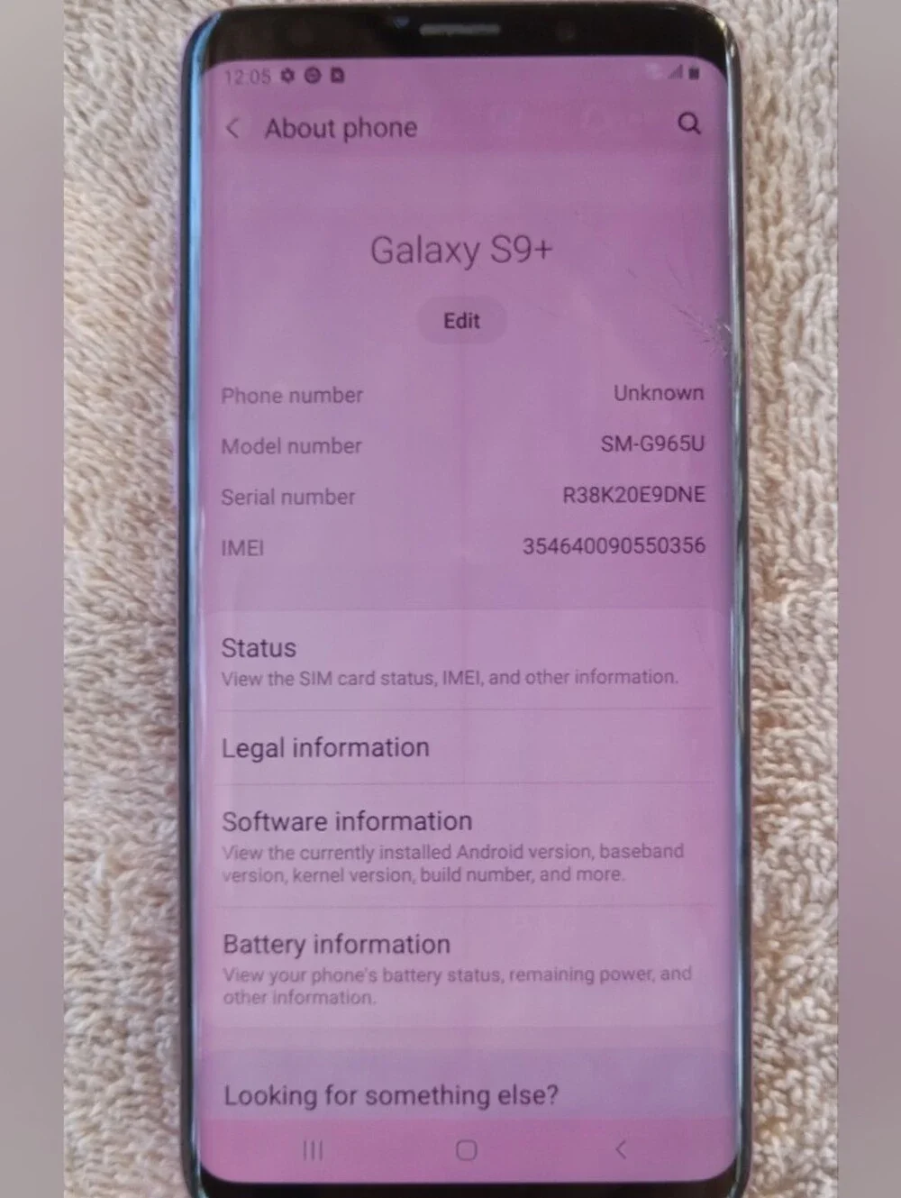 Samsung Galaxy S9+ Pink Front Display Smartphone